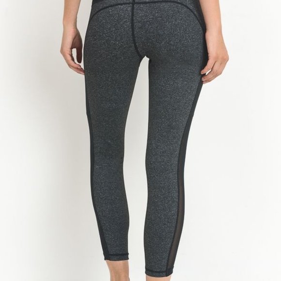 High Waist Full Leggings Feature Block Mesh Panel! - Picture 5 of 6